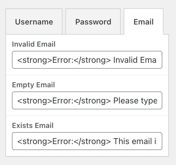 Email error messages